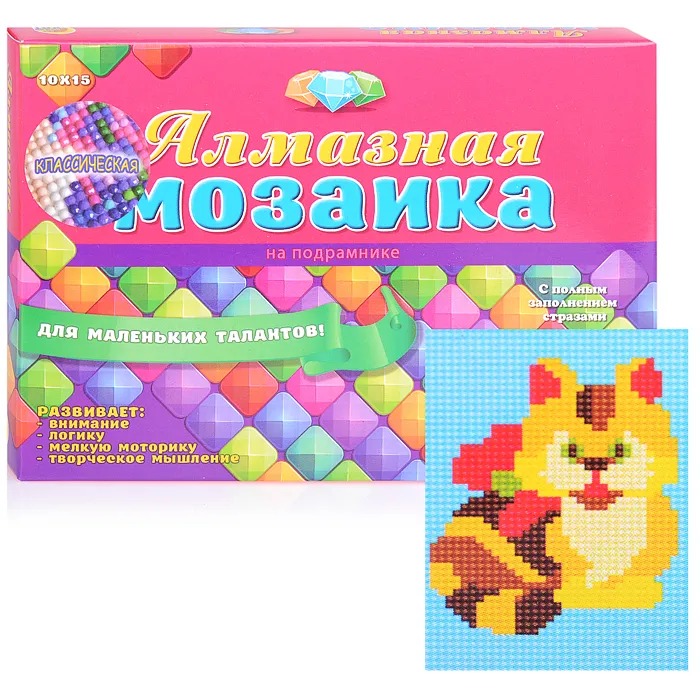 

Алмазная мозаика 10х15 Котик (класс)