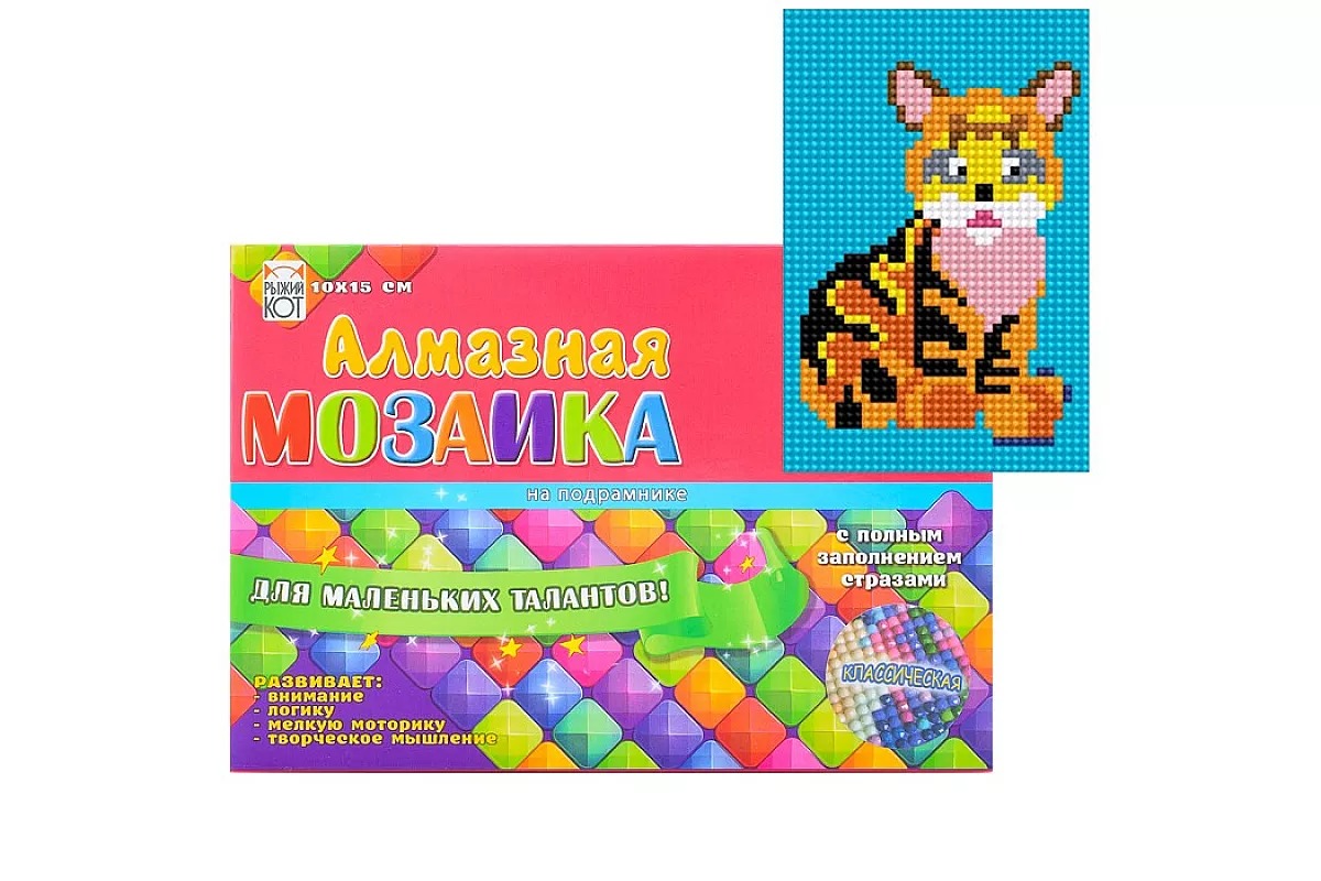 

Алмазная мозаика 10х15 Тигр с подр, с полн заполн (12 цв) (класс)
