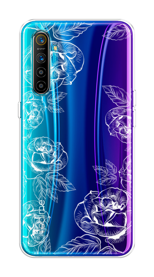 

Чехол на Realme XT "Розы графика", Черный;серый, 251450-2