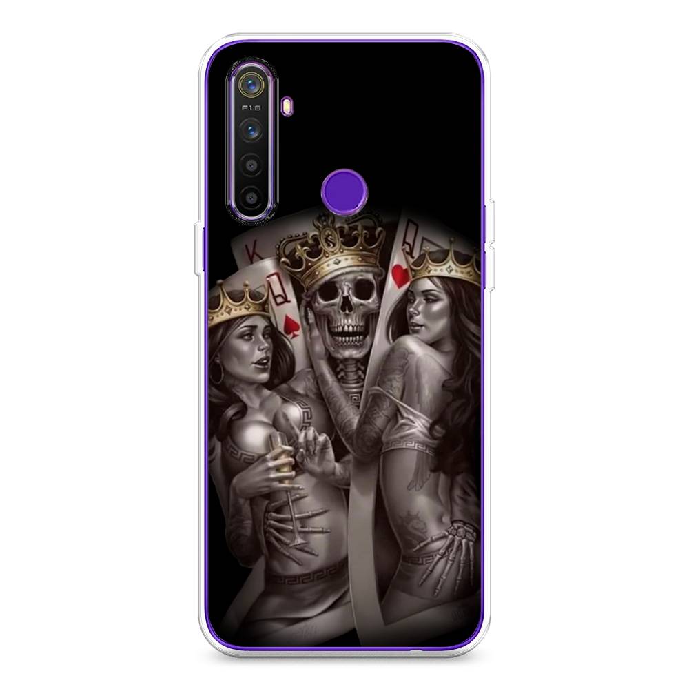 

Чехол на Realme 5 "Карты король и королевы", Серый;желтый, 251550-6
