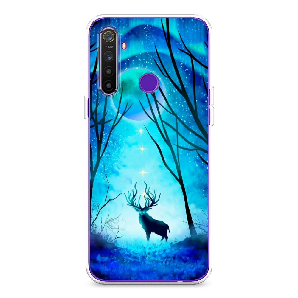 

Чехол на Realme 5 "Олень северное сияние", Синий;черный;голубой, 251550-1