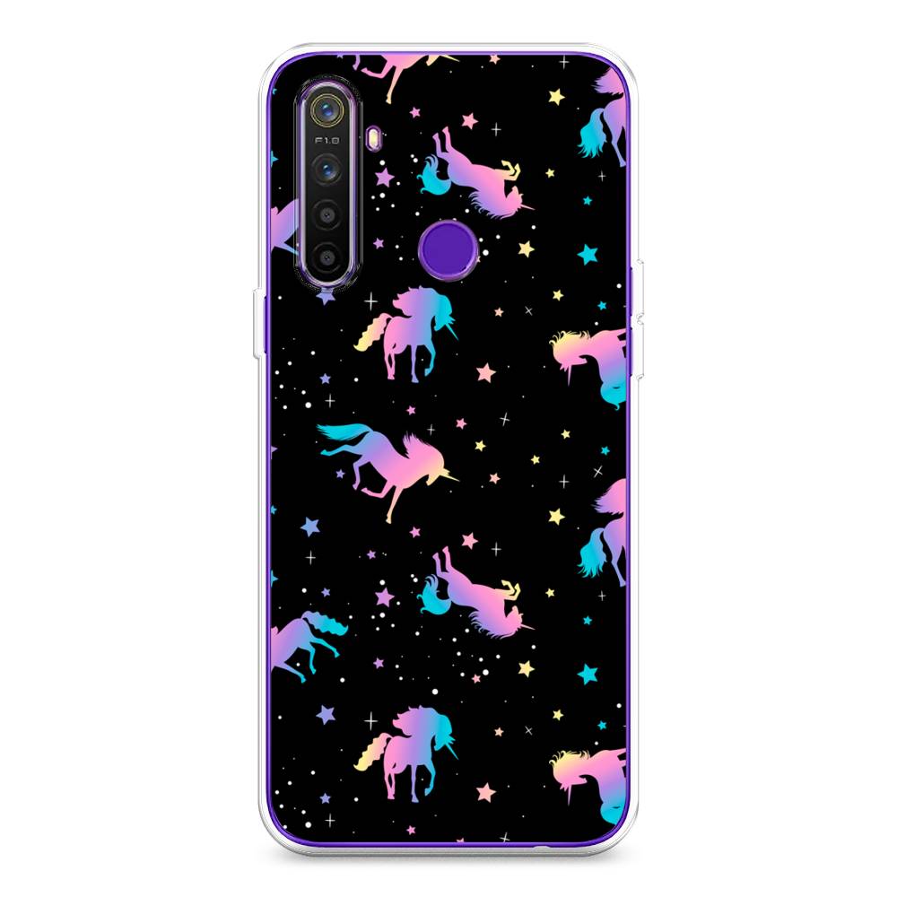 

Чехол на Realme 5 "Единороги градиент", Черный;розовый;голубой, 251550-1