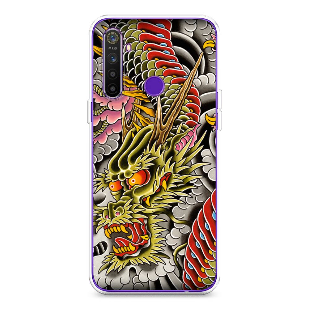 

Чехол на Realme 5 "Японский дракон", Желтый;розовый;красный, 251550-4