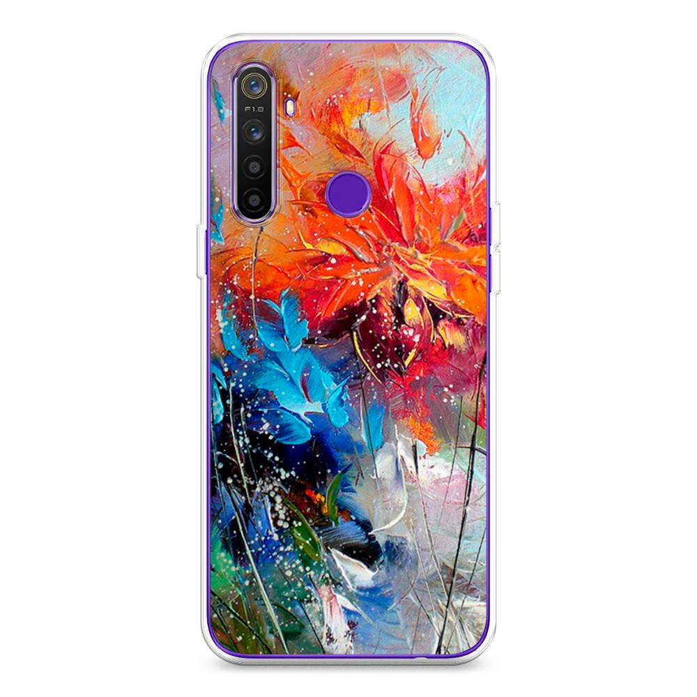 

Чехол на Realme 5 "Абстрактные цветы", Оранжевый;синий, 251550-4