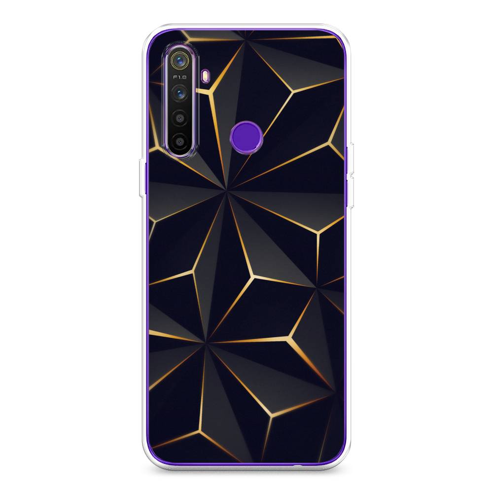 

Чехол на Realme 5 "Черные полигоны", Золотистый;черный, 251550-3