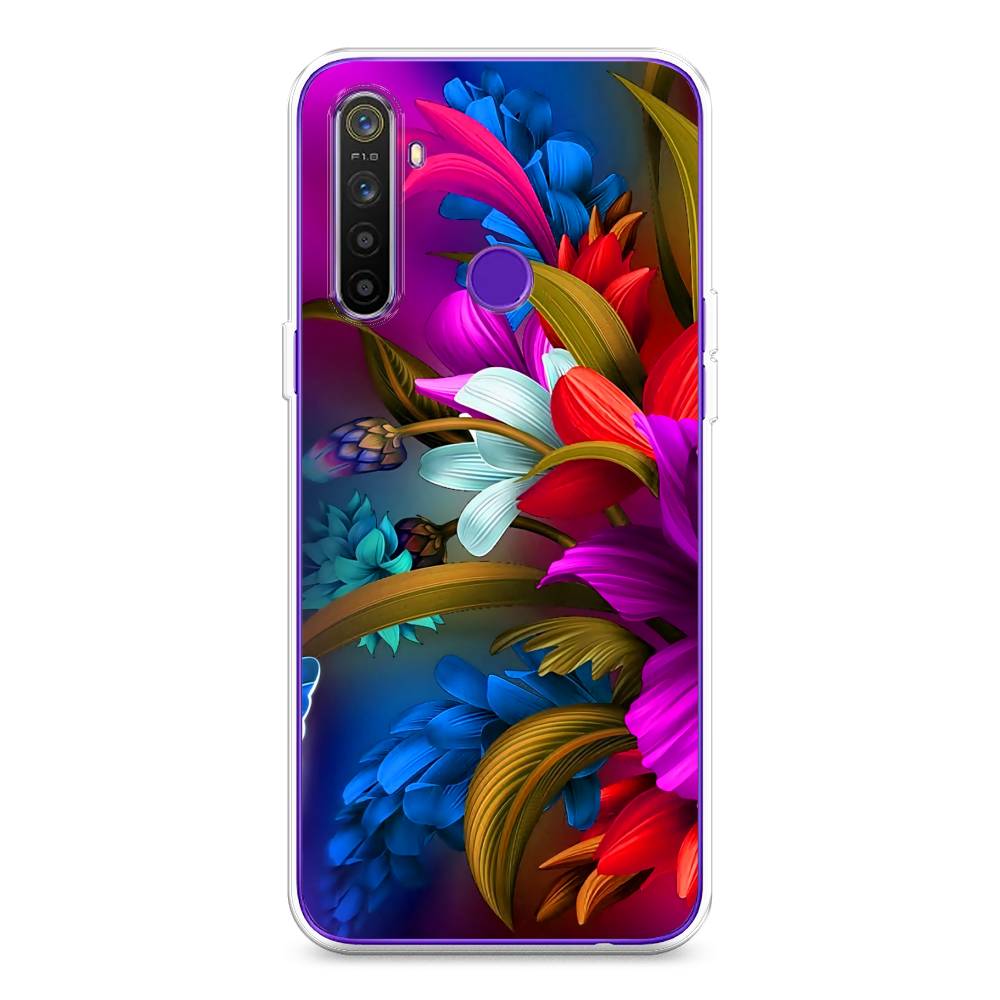 

Чехол на Realme 5 "Фантастические цветы", Фиолетовый;красный;синий, 251550-2