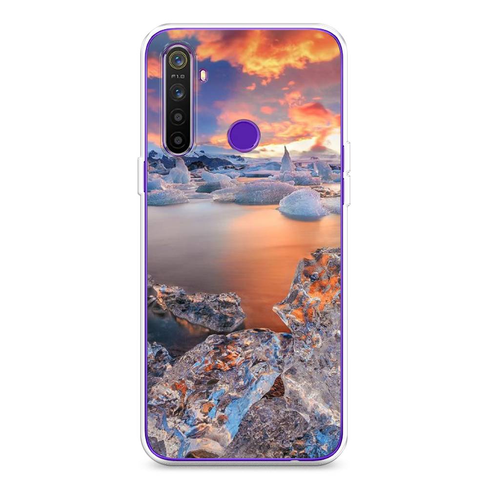 

Чехол на Realme 5 "Ледники", Синий;оранжевый, 251550-2