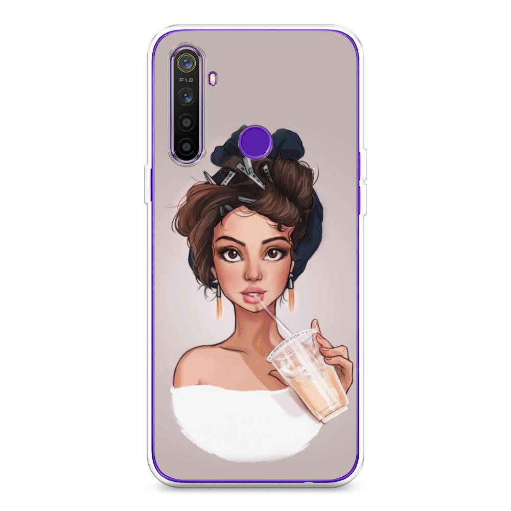 

Чехол на Realme 5 "Девушка с фраппе", Серый, 251550-6