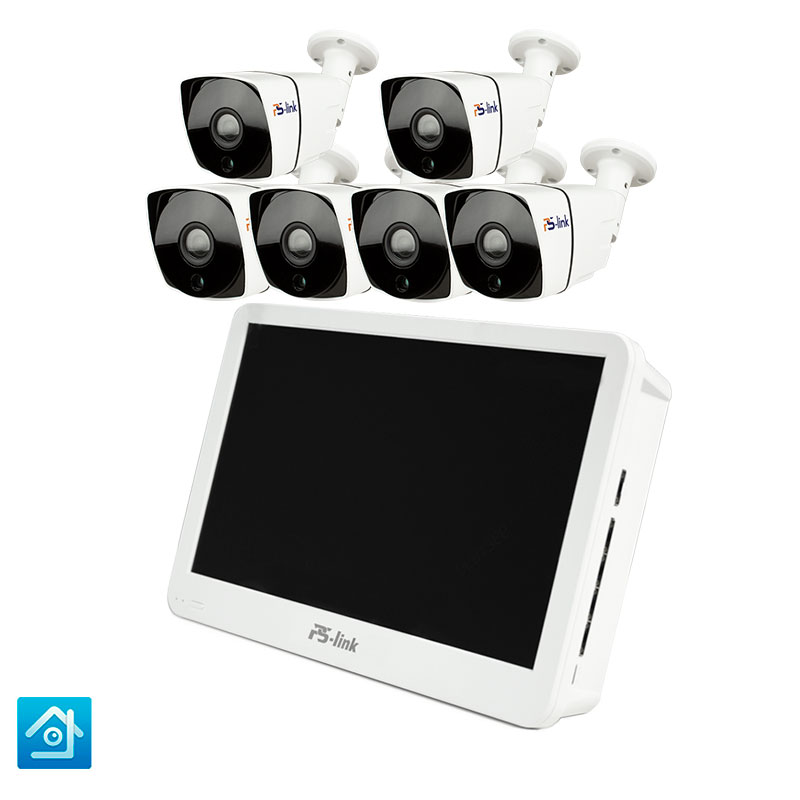 

Комплект видеонаблюдения IP Ps-Link KIT-C506IP-POE-LCD 4757, 6 уличных камер, 5 Мп, Белый, KIT-C506IP-POE-LCD