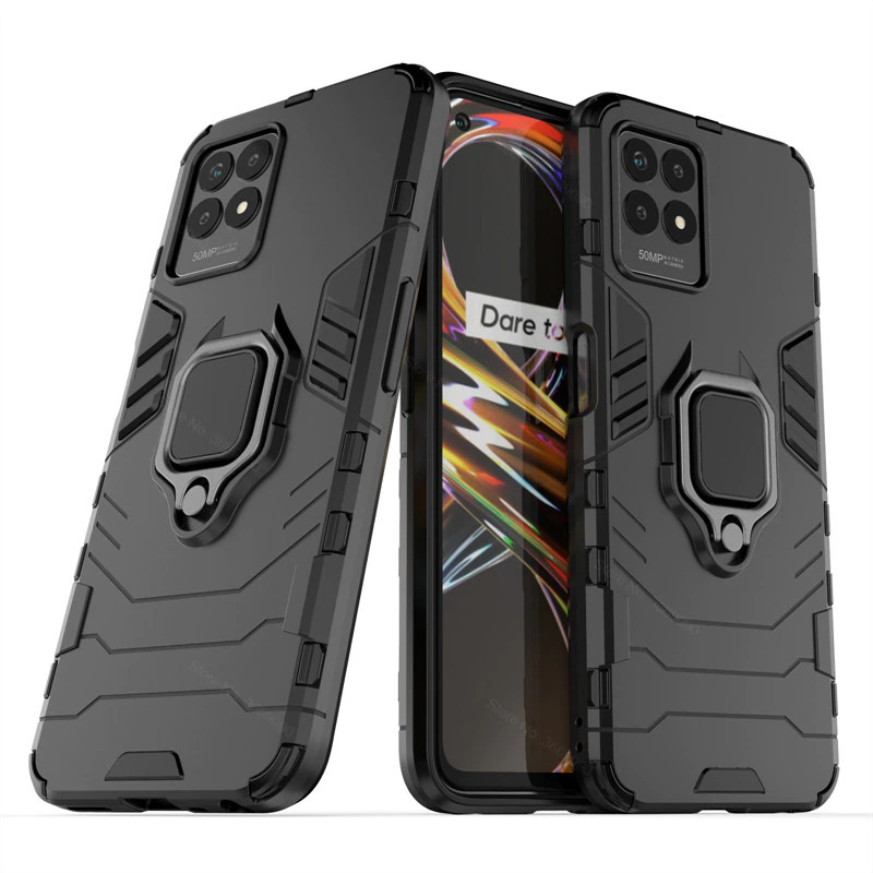 

Чехол противоударный для Realme 8i, Armor Ring Holder, черный, Oppo Realme 8i
