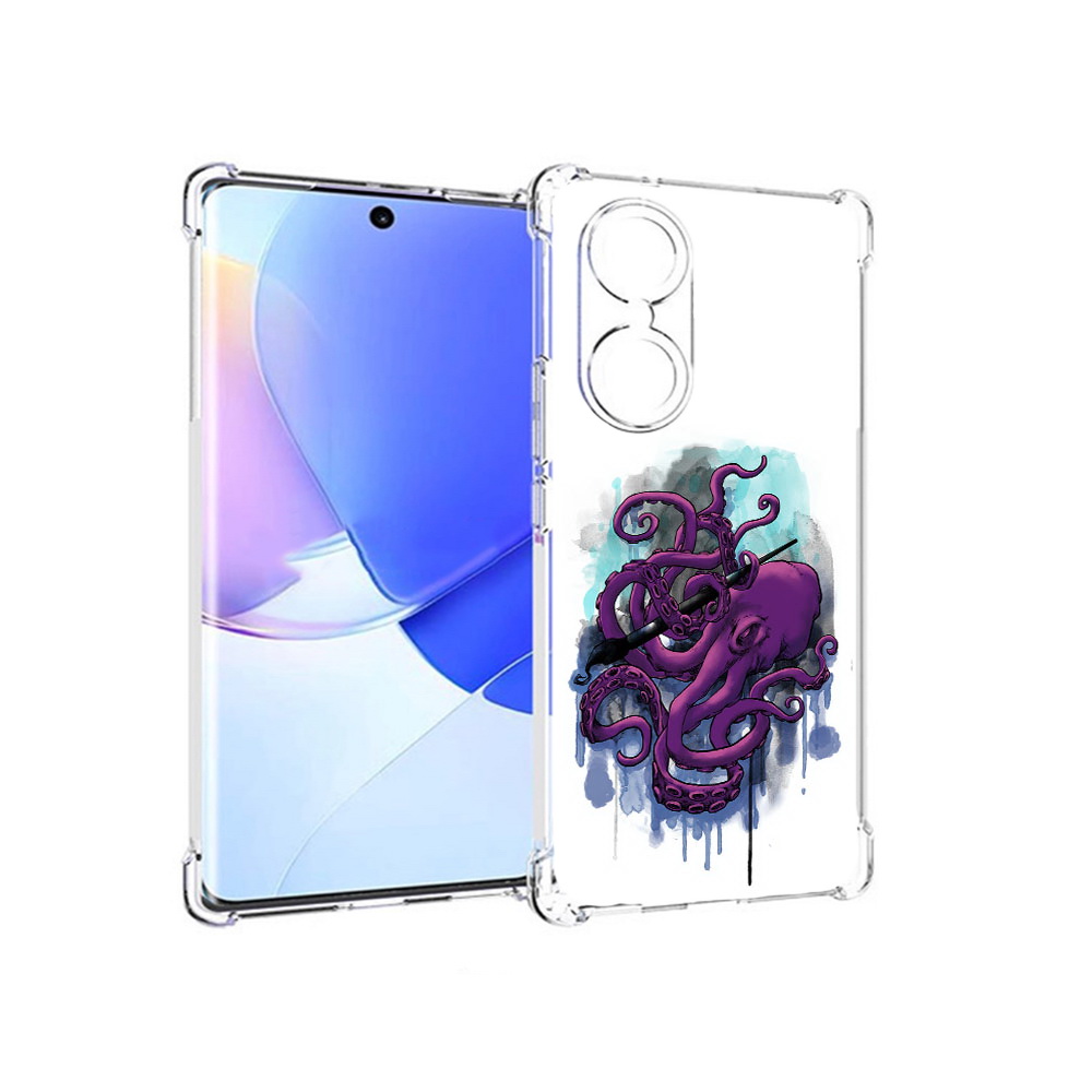 

Чехол MyPads Tocco для Honor 60 фиолетовый осьминог, Прозрачный, Tocco
