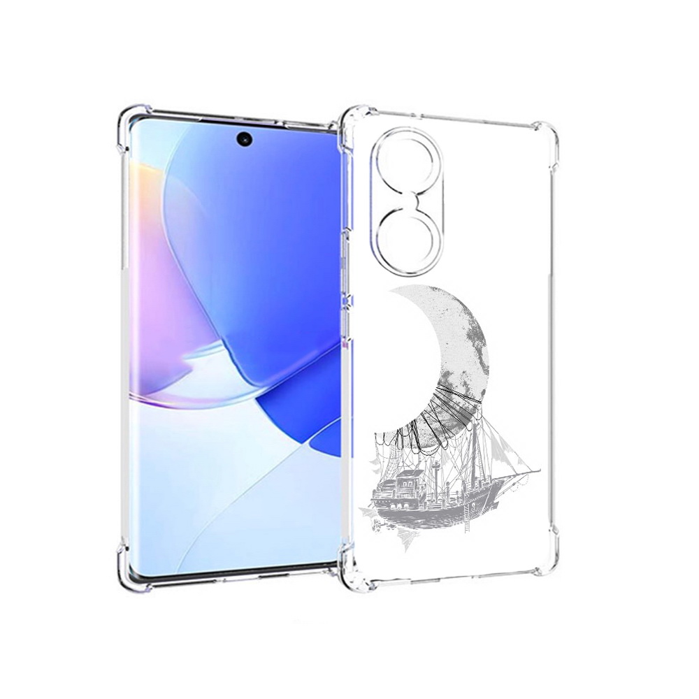 

Чехол MyPads Tocco для Honor 60 черно белый корабль полумесяц, Прозрачный, Tocco