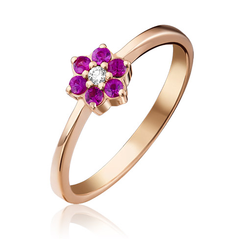 

Кольцо из золота с рубином/бриллиантом р. 17,5 PLATINA jewelry 01-0315-00-107-1110-30, 01-0315-00-107-1110-30