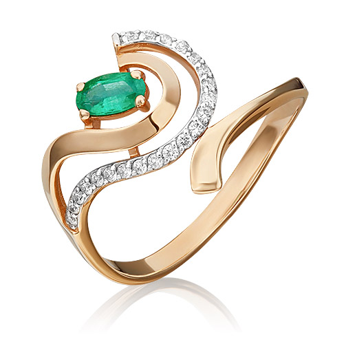 

Кольцо из золота р. 17,5 PLATINA jewelry 01-0321-00-106-1110-30, изумруд\бриллиант, 01-0321-00-106-1110-30