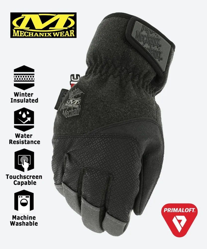 Перчатки зимние мужские Mechanix ColdWork Wind Shell, цвет Grey/Black, размер L