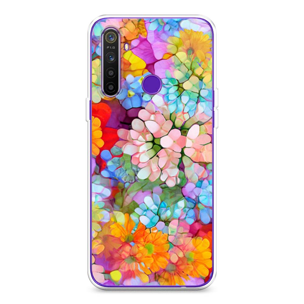 

Чехол на Realme 5 "Цветы витраж", Оранжевый;розовый;голубой, 251550-3