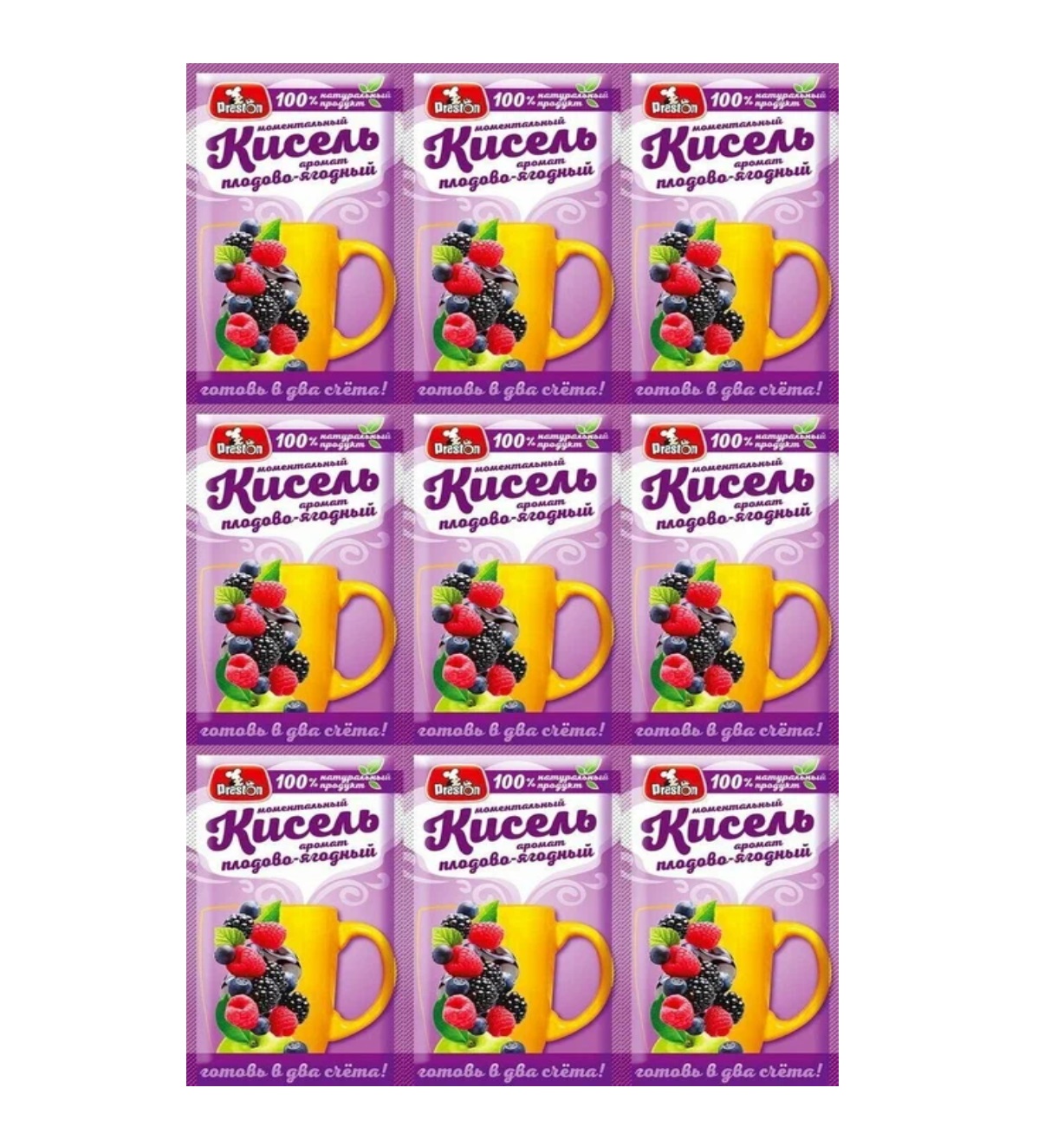 

Кисель Preston моментальный с ароматом плодово-ягодным, 30 г х 9 шт, плодово-ягодное