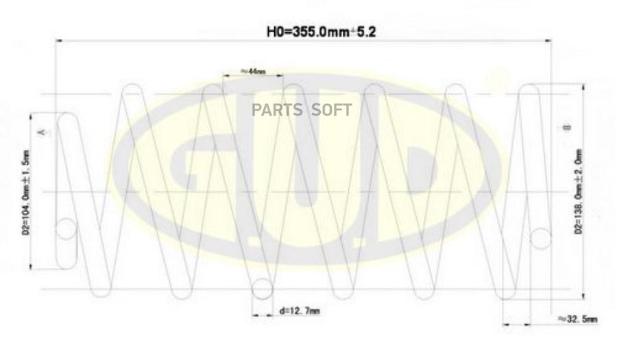 

GUD GCS950283 Пружина vw golf iii 1.9/d/td 91-93 пер