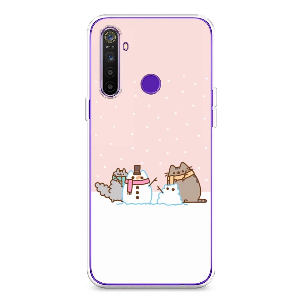 

Чехол на Realme 5 "Котики в снегу", Розовый;белый;серый, 251550-5