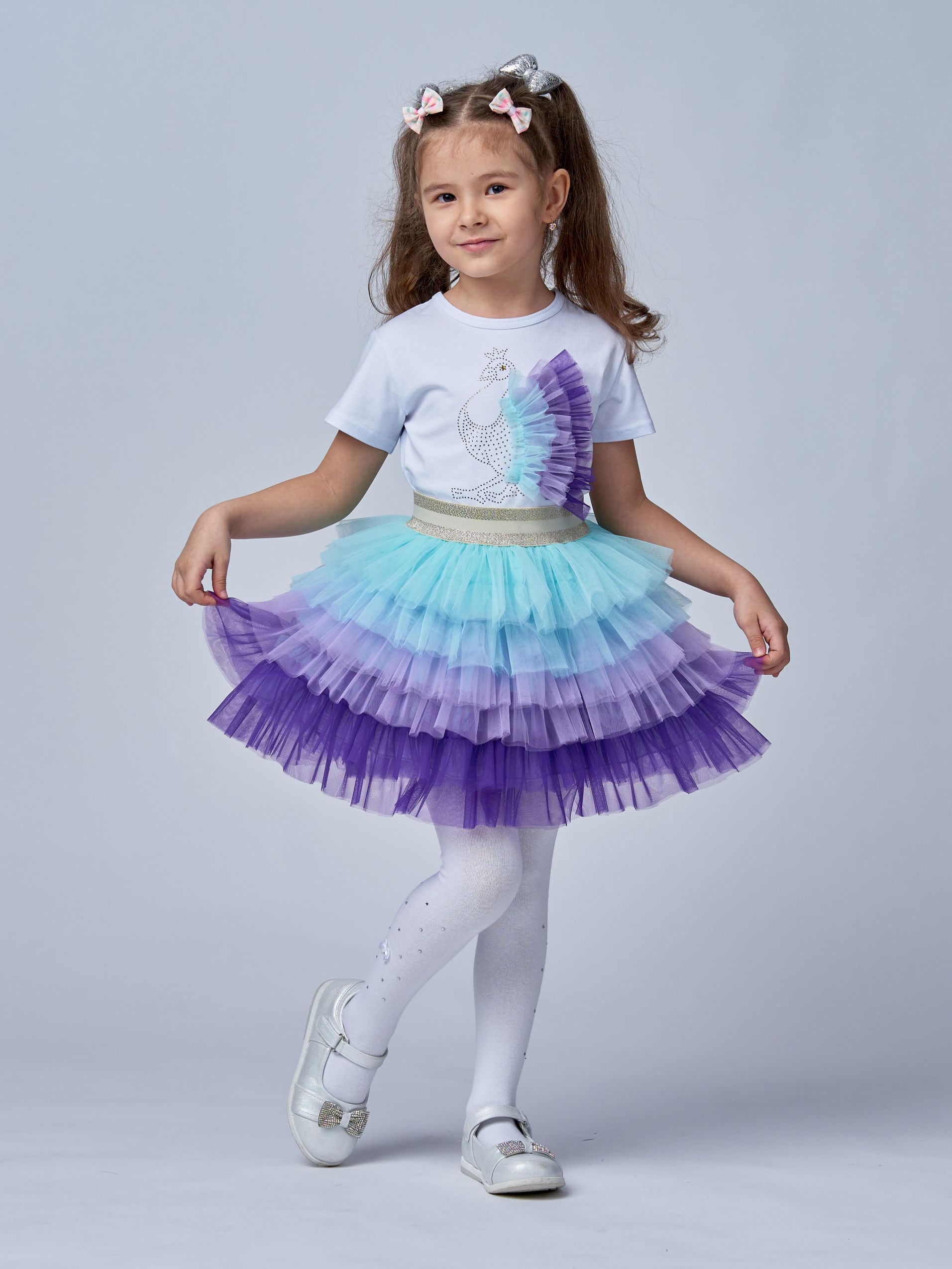 Юбка детская Minavla Павлина, фиолетовый, бирюзовый, 110