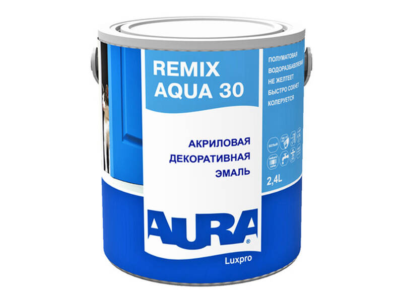 Эмаль AURA Luxpro Remix Aqua 30 TR ALE004 2.4 л