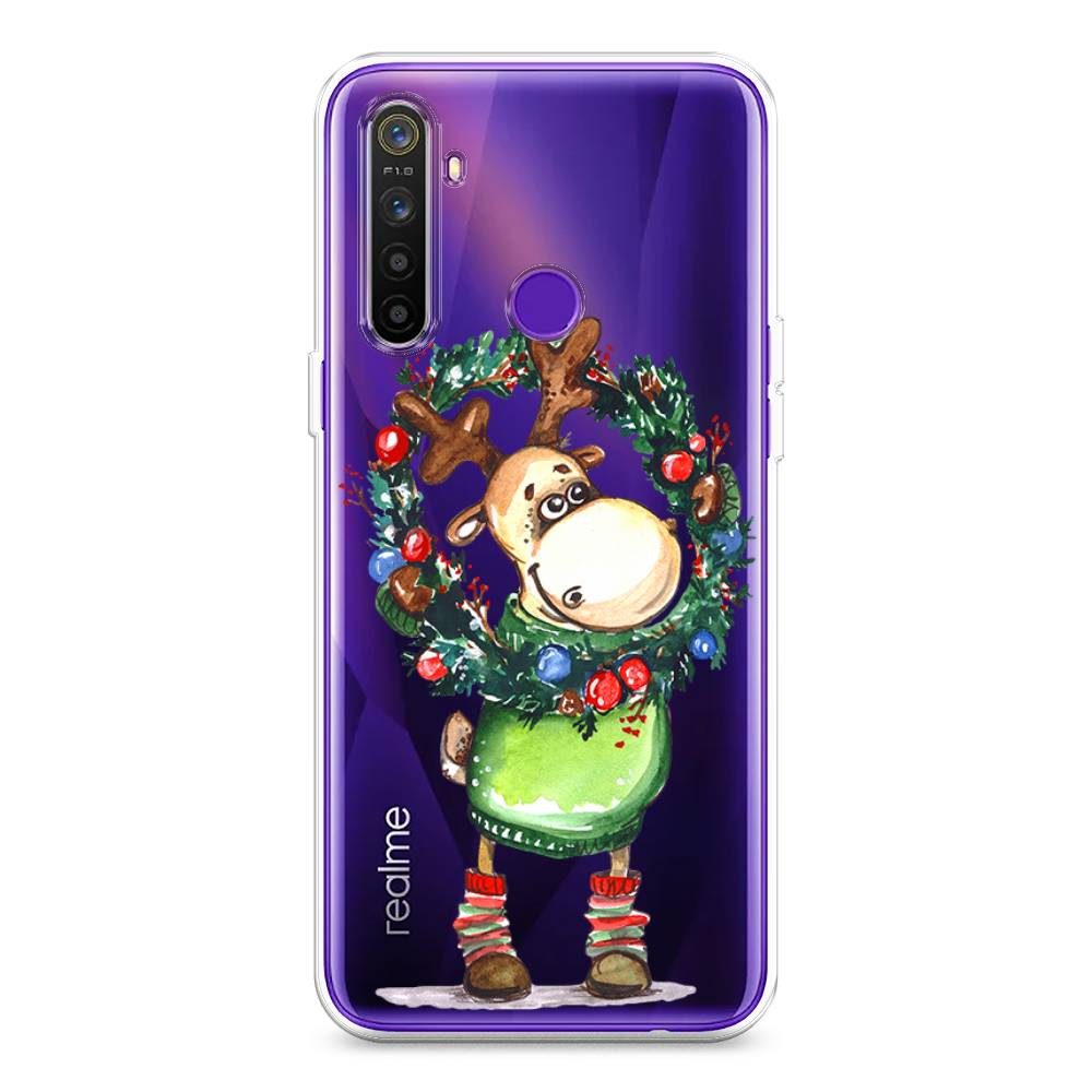 

Чехол на Realme 5 "Олень с новогодним венком", 251550-4