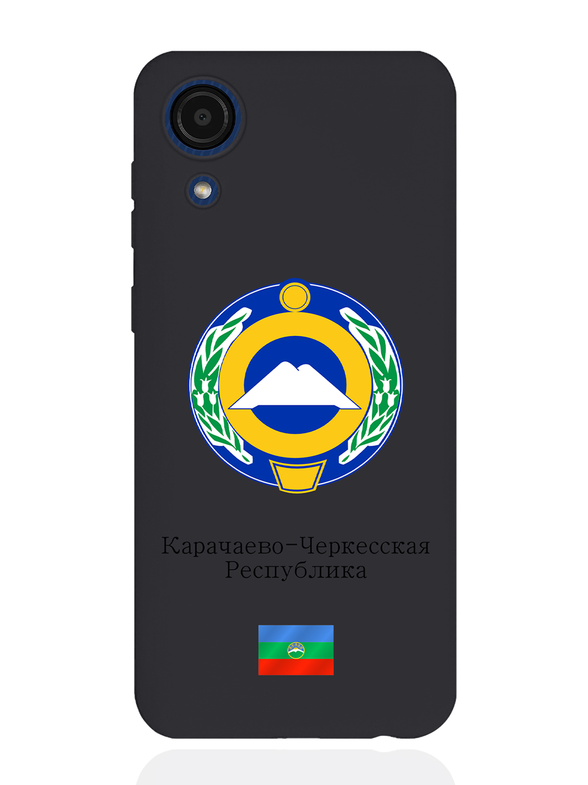 

Чехол SignumCase для Samsung Galaxy A03 Core Герб Карачаево-Черкесской Республики черный, Разноцветный