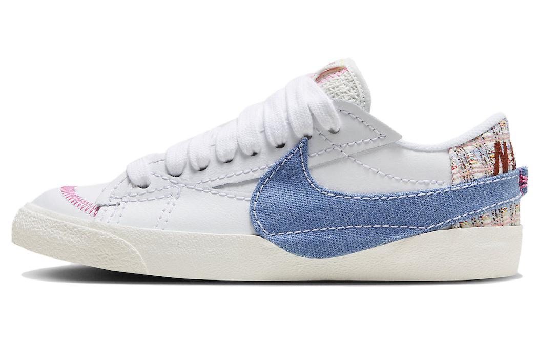 

Кеды унисекс Nike Blazer Low Jumbo Denim Swoosh белые 38 EU, Белый, Blazer Low Jumbo Denim Swoosh