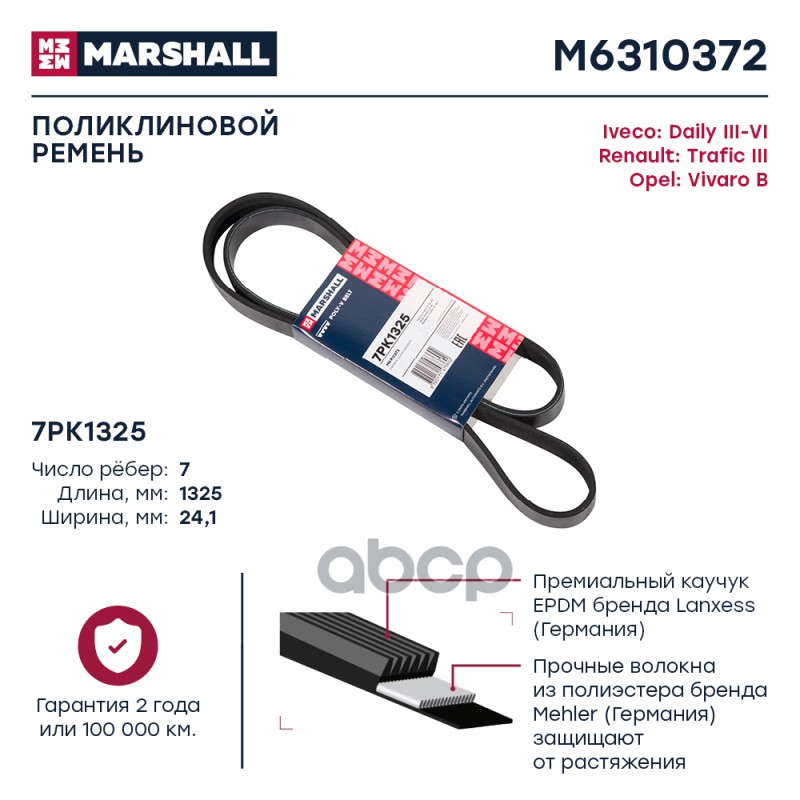 

Ремень Поликлиновой MARSHALL арт. M6310372