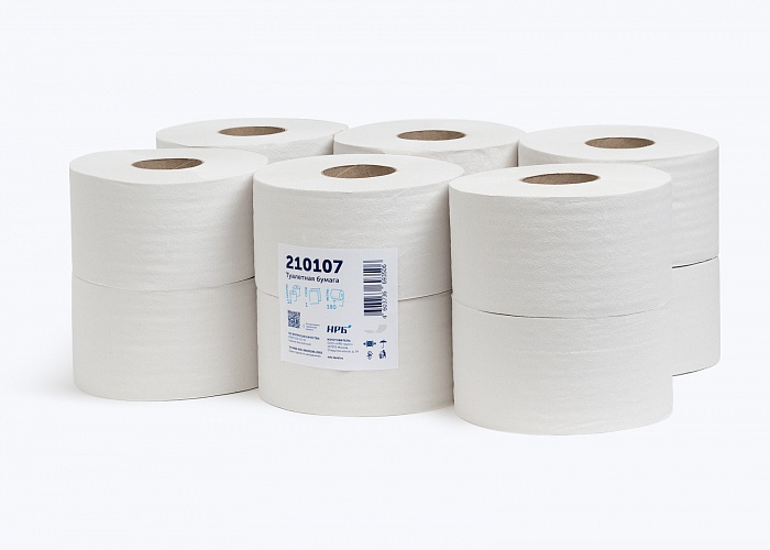 Туалетная бумага базовая однослойная, 12 рулонов по 180 метров, диаметр 6 см (210107)