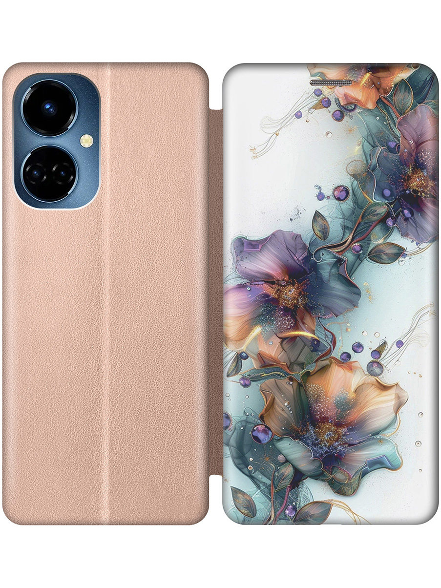 

Чехол-книжка на Tecno Camon 19/19 Pro с принтом "Мистические цветы" золотой, Белый;зеленый;золотистый, 778675810