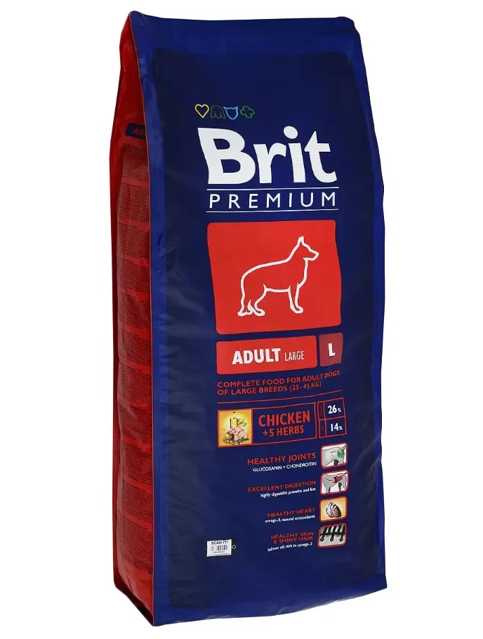

Сухой корм для собак Brit Premium Adult L, для крупных пород, курица, 3кг, Premium Adult L