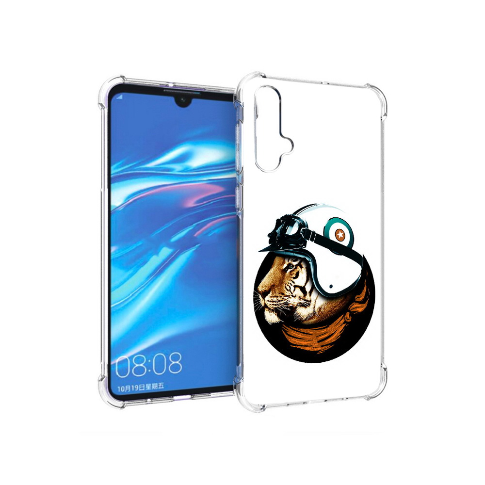 

Чехол MyPads Tocco для Huawei Nova 5 Тигр в шлеме, Прозрачный, Tocco