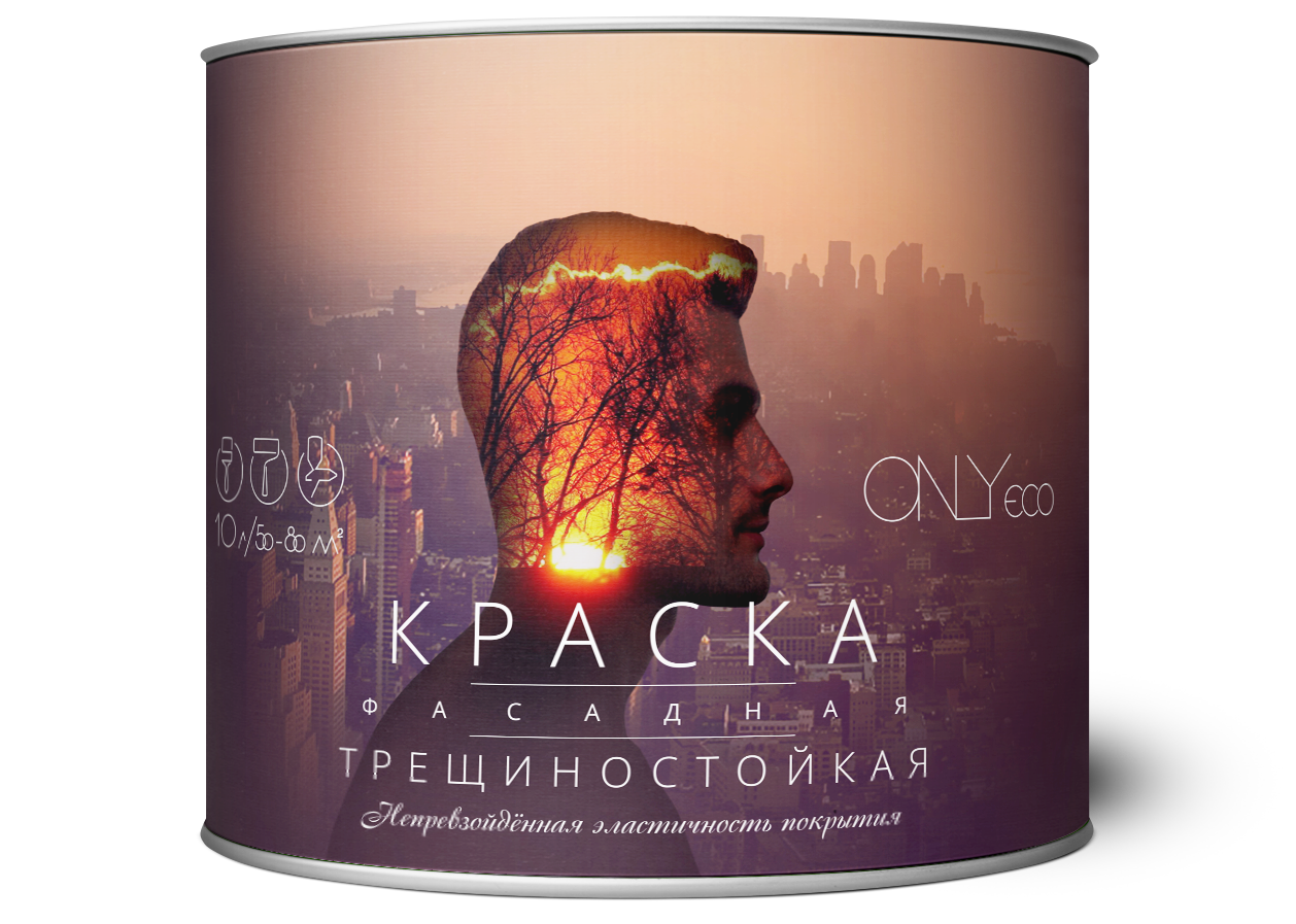 

Краска ONLYeco акриловая фасадная трещиностойкая, белая, 5 л.