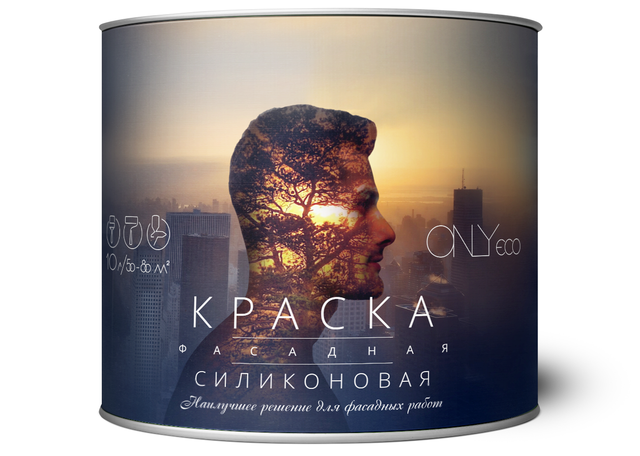 

Краска ONLYeco силиконовая фасадная, белая, 5 л.