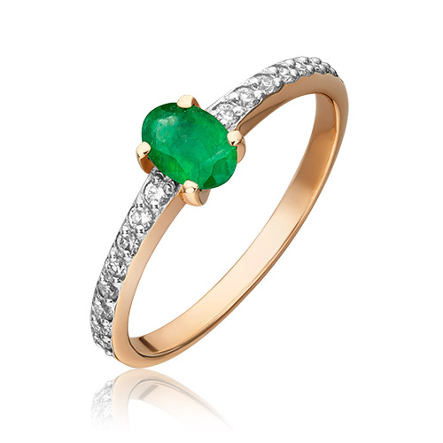 

Кольцо из золота с изумрудом/бриллиантом р. , PLATINA jewelry 01-0357-00-106-1110-30, 01-0357-00-106-1110-30