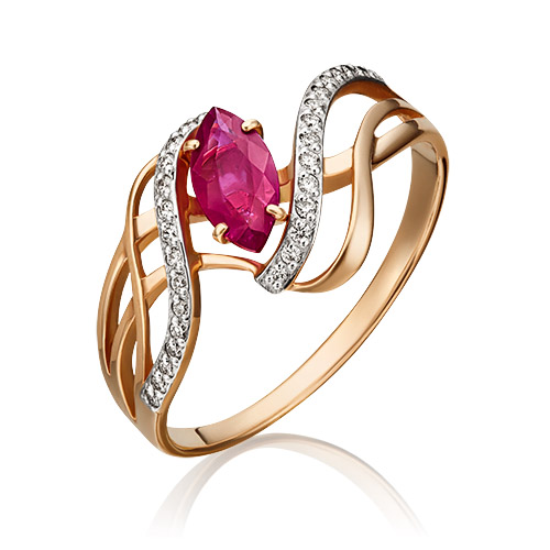 

Кольцо из золота р. 20,5 PLATINA jewelry 01-0359-00-107-1110-30, рубин\бриллиант, 01-0359-00-107-1110-30