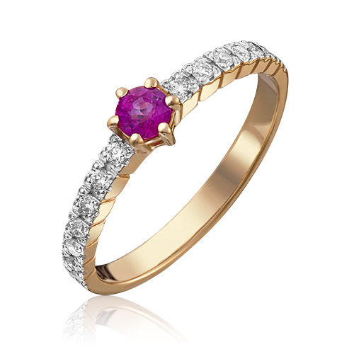 

Кольцо из золота р. 17 PLATINA jewelry 01-0383-00-107-1110-30, рубин\бриллиант, 01-0383-00-107-1110-30