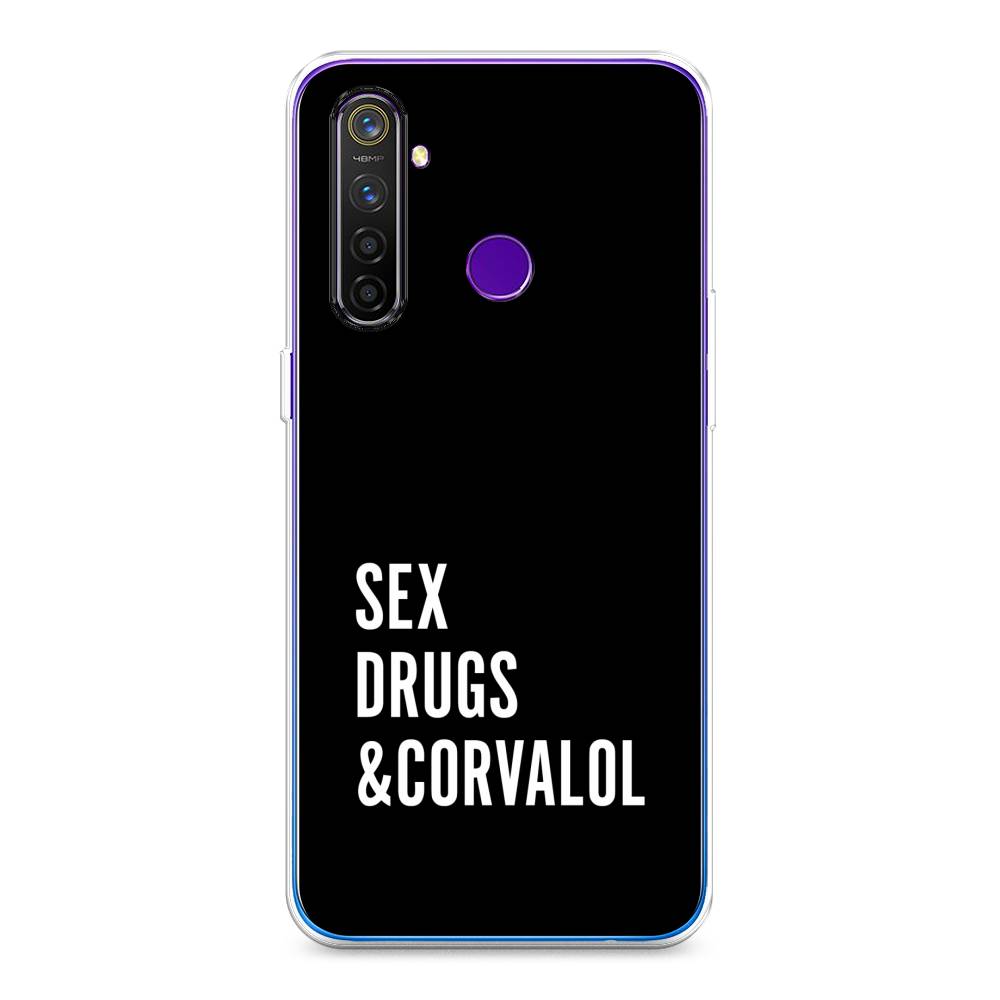 

Чехол на Realme 5 Pro "Corvalol", Черный;серый;белый, 251650-6