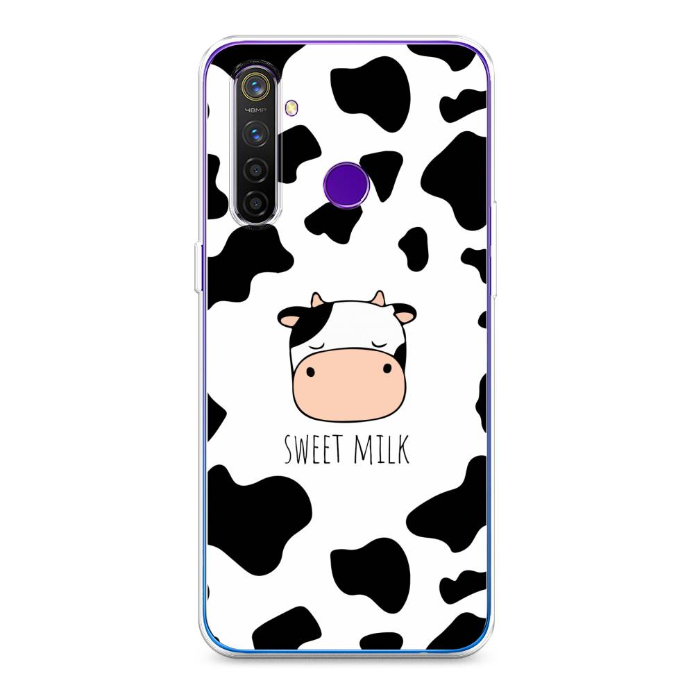

Чехол на Realme 5 Pro "Sweet milk", Розовый;белый;черный, 251650-1