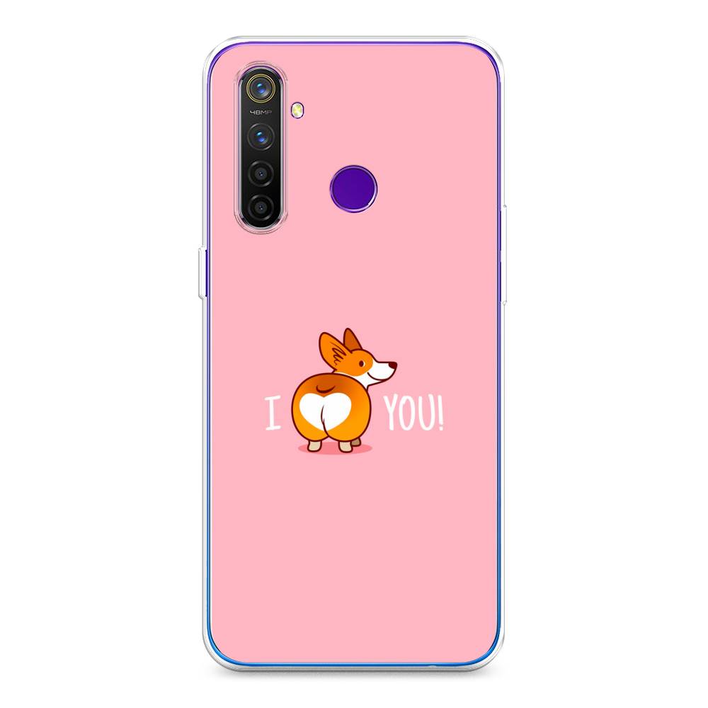 

Чехол на Realme 5 Pro "Корги I love you", Розовый;коричневый;белый, 251650-1