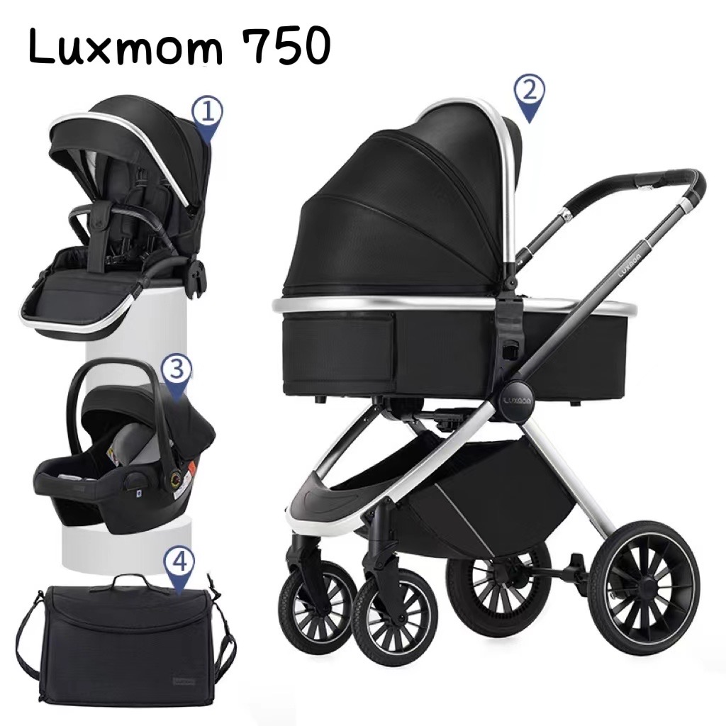 Детская Коляска 3 В 1 Luxmom 750, Черный