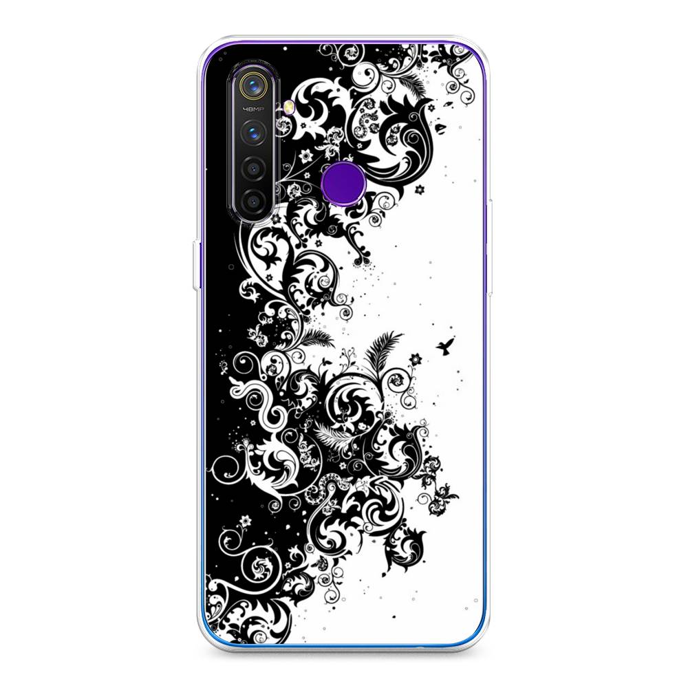 

Чехол на Realme 5 Pro "Черно белый узор", Белый;черный;серый, 251650-3