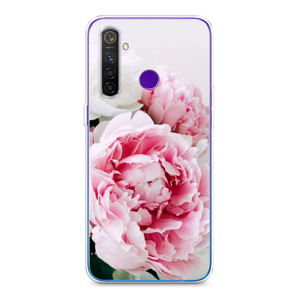 

Чехол на Realme 5 Pro "Розовые и белые пионы", Розовый;белый, 251650-2