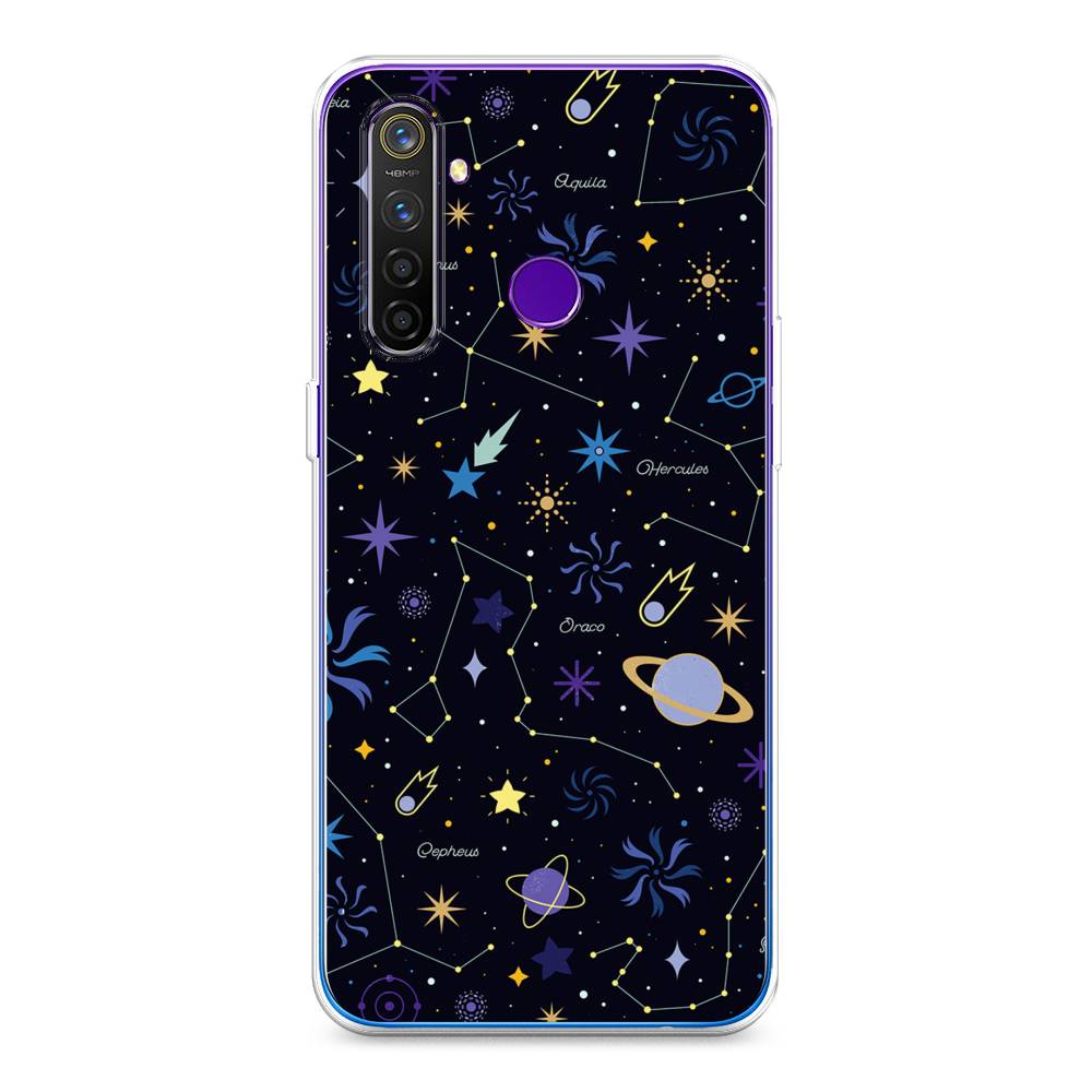 

Чехол на Realme 5 Pro "Цветной космос", Желтый, 251650-2