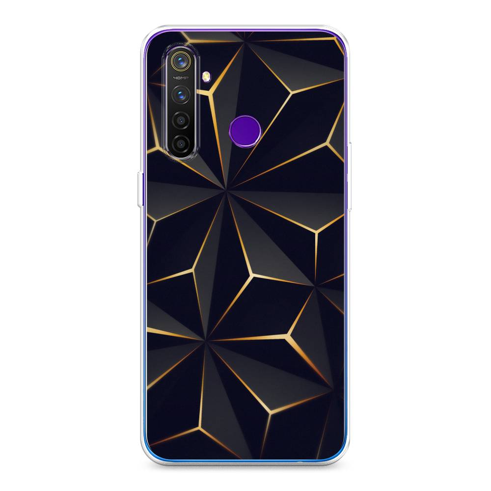 

Чехол на Realme 5 Pro "Черные полигоны", Золотистый;черный, 251650-3