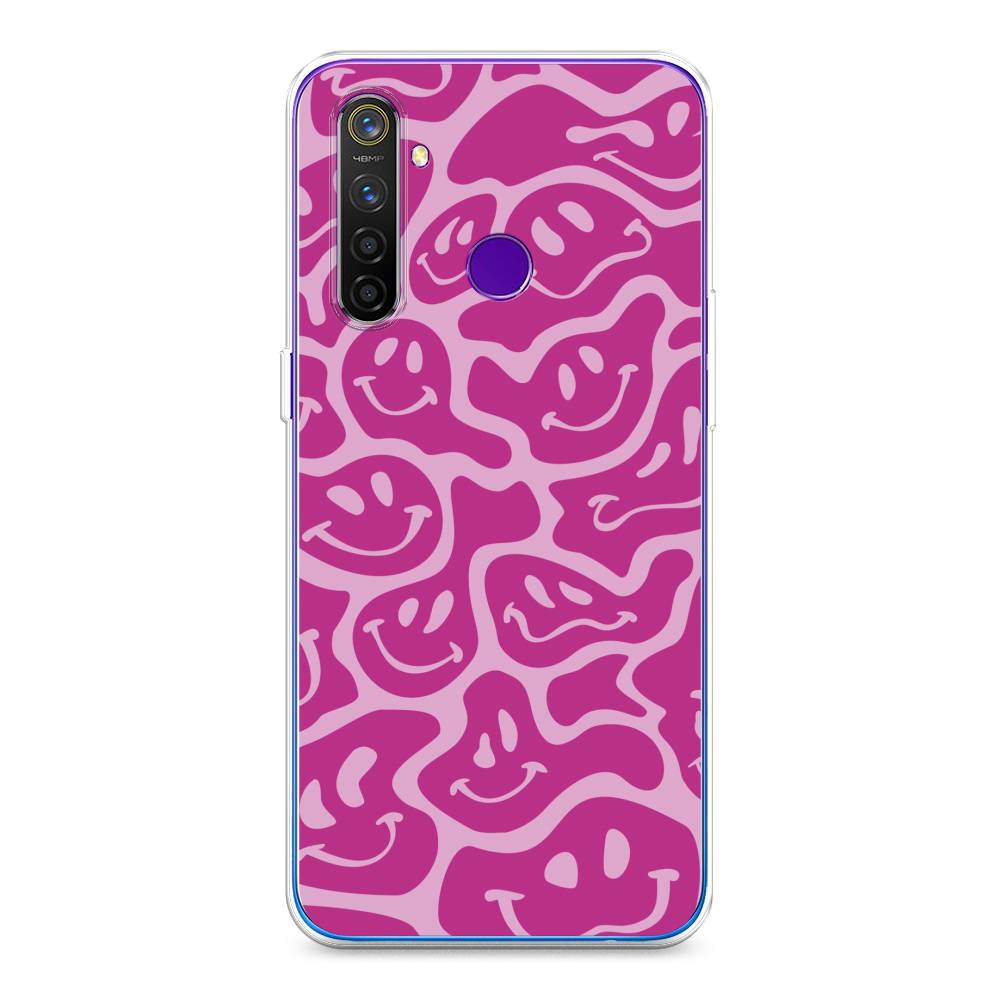 

Чехол на Realme 5 Pro "Расплывчатые смайлики розовые", Фиолетовый, 251650-6