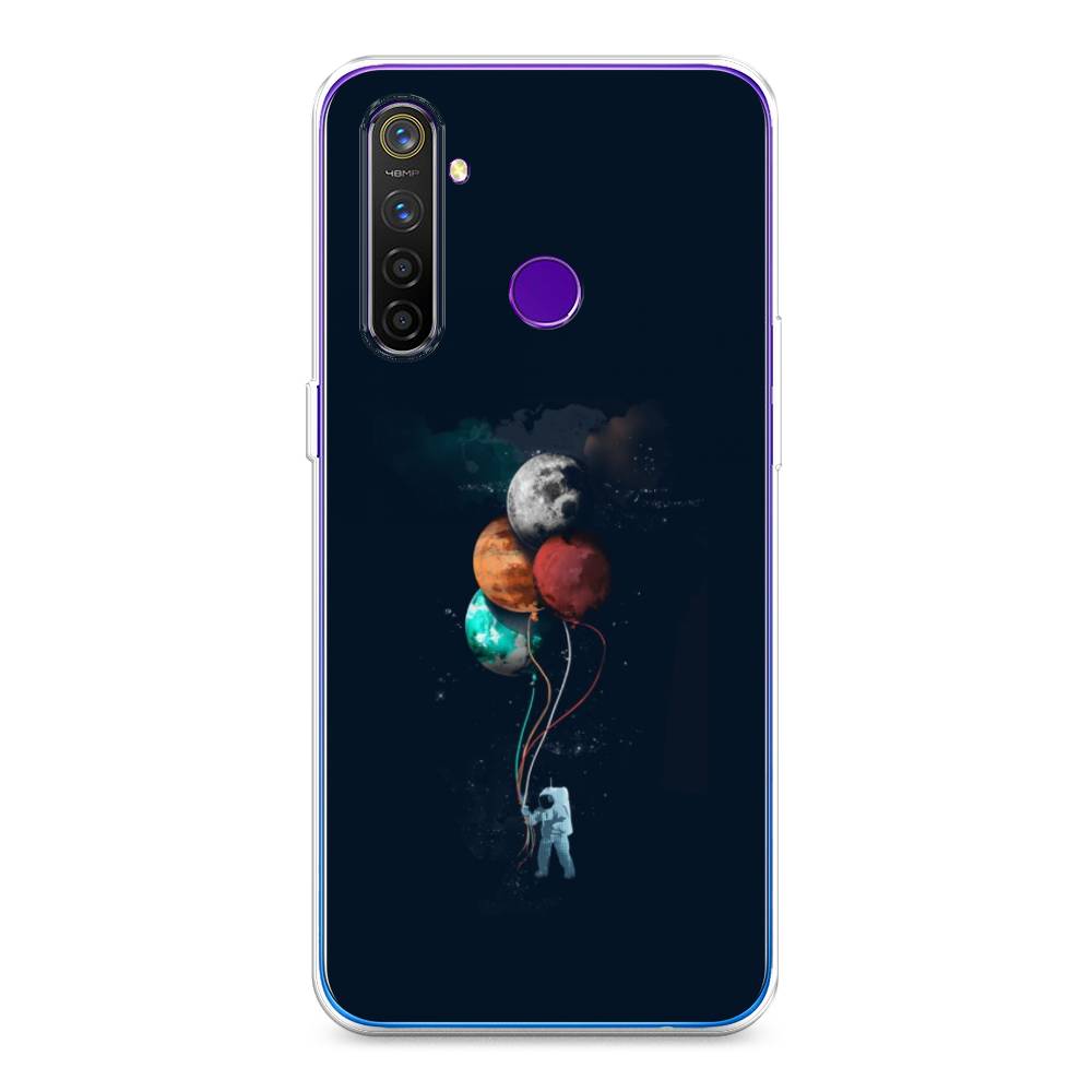 

Чехол на Realme 5 Pro "Космонавт с шариками", Разноцветный, 251650-4