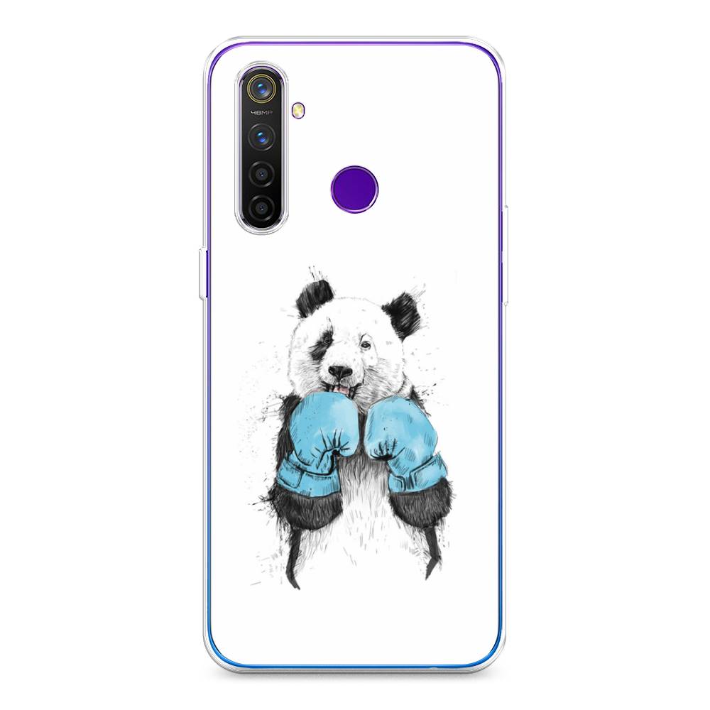 

Чехол на Realme 5 Pro "Панда боксер", Голубой;белый;серый, 251650-1