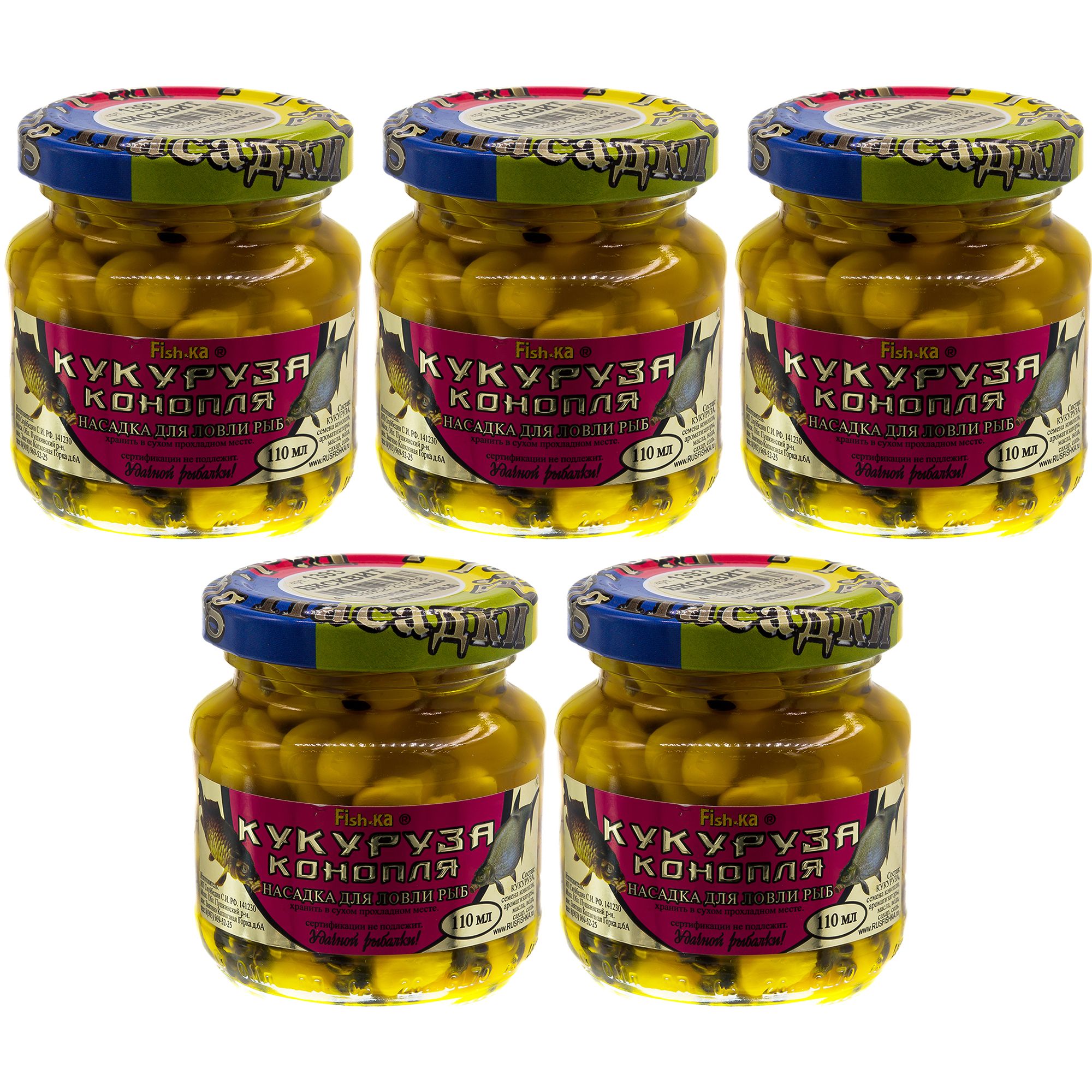 

Насадка Fish.ka Кукуруза-Конопля Бисквит 110 мл, 5 шт
